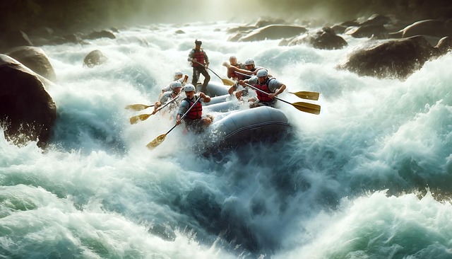 Free rafting river water illustration