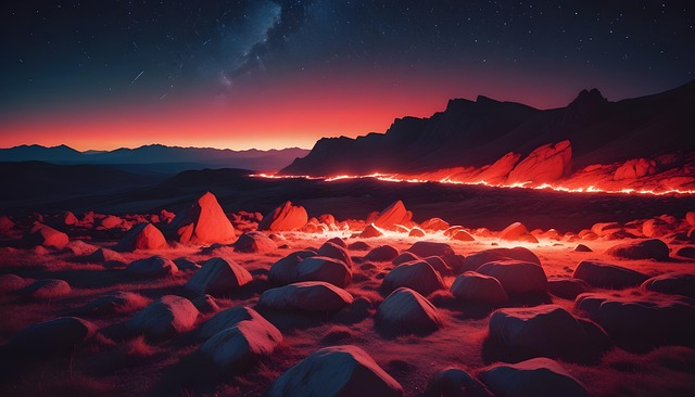 Free night sky starry sky highlands illustration