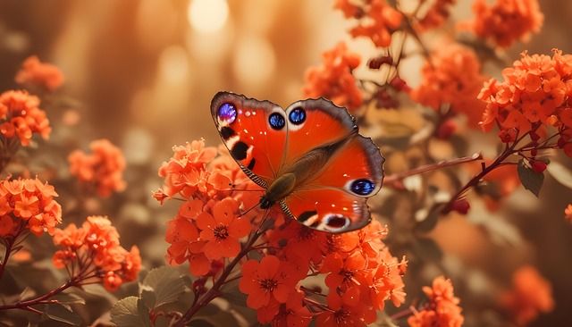 Free peacock butterfly aglais io butterfly on flower illustration