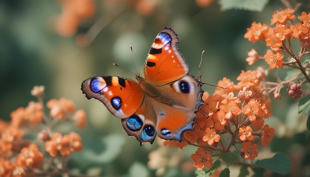 Free peacock butterfly aglais io currant flower illustration