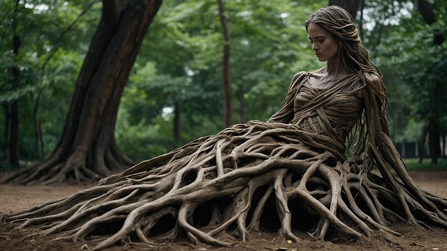 Free ai generated woman wood illustration