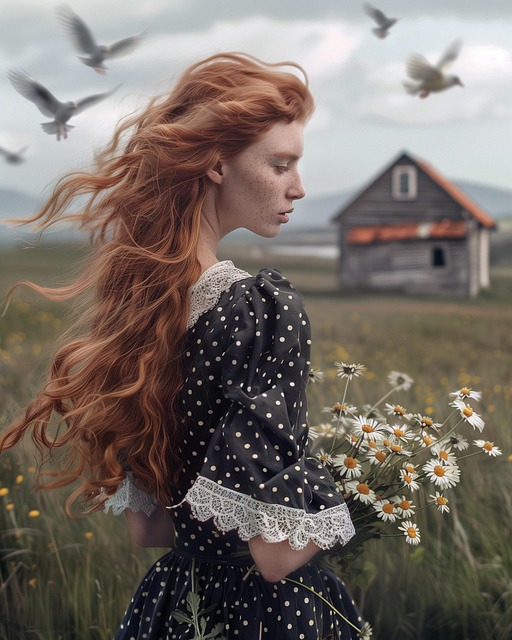 Ai Generiert, Frau, Landschaft, Blumen