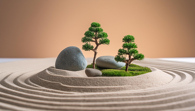 Ai Generiert, Zen, Steine, Sand, Garten