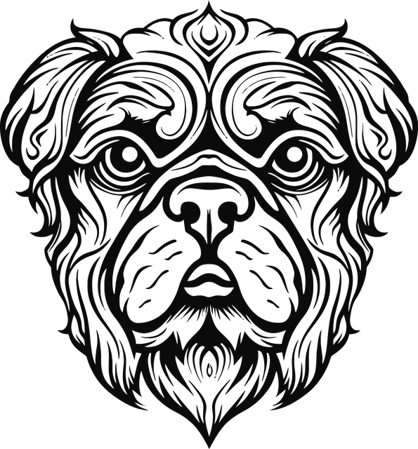 Free pug black outlined artwork vector