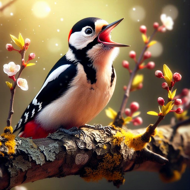 Free buntspecht specht frühling illustration