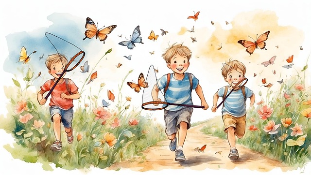 Free ai generated childhood butterflies illustration