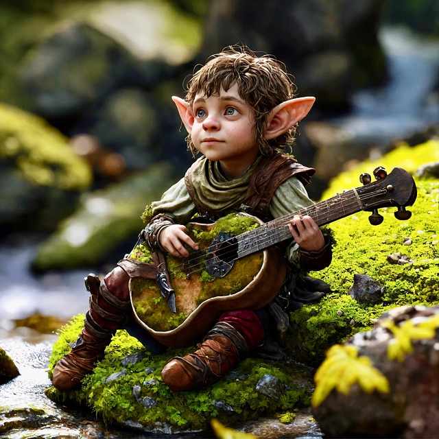 Free ai generated elf guitar illustration