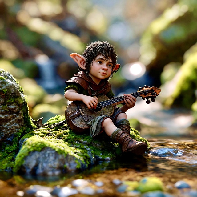 Free ai generated elf guitar illustration