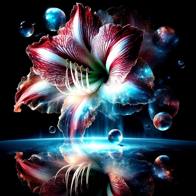Free amaryllis earth water droplets illustration