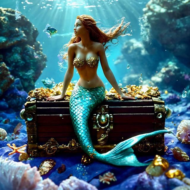 Download free HD stock image of Ai Generated Ocean Free ai generated ocean treasure illustration