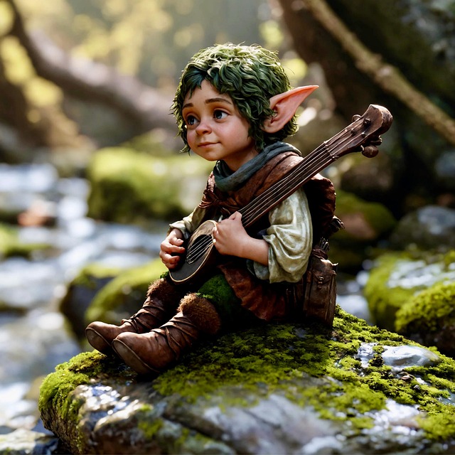 Free ai generated elf musician illustration