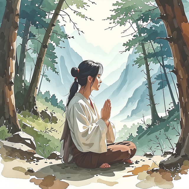Free ai generated woman stillness illustration