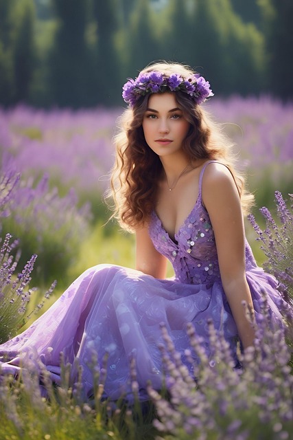 Download free HD stock image of Ai Generated Woman Free ai generated woman lavender illustration