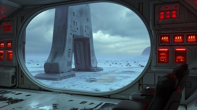 Free spaceship gate planet illustration
