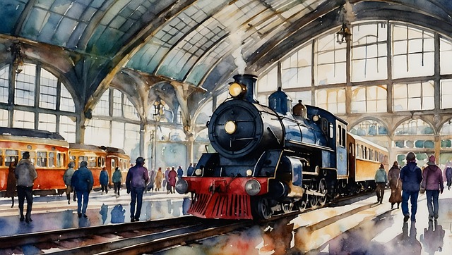 Free ai generated train railway illustration