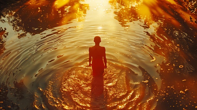 Free ai generated lake human illustration