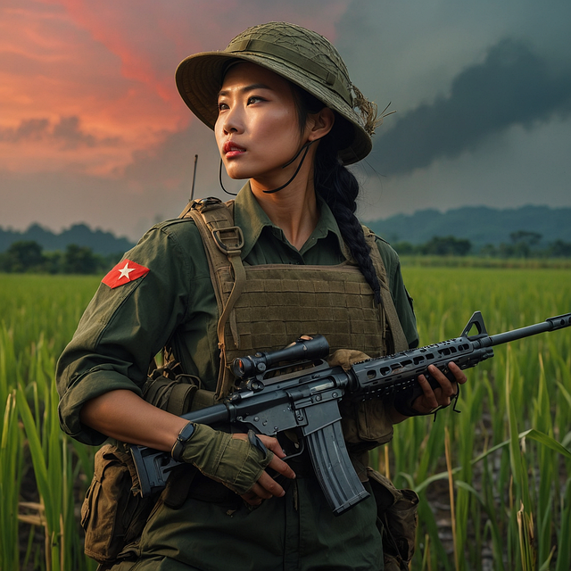 Free ai generated woman soldier illustration