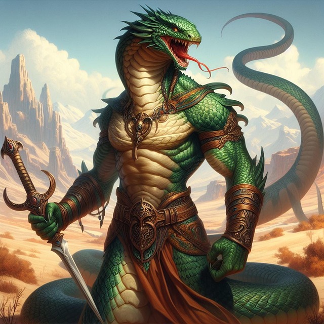 Free ai generated lizard warrior illustration