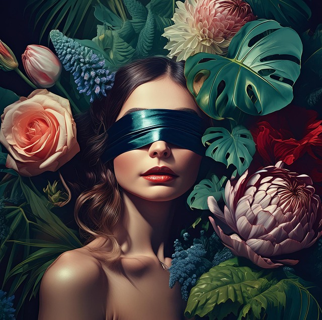 Free ai generated woman flowers illustration