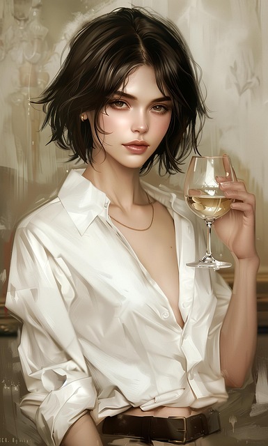 Free ai generated woman wine illustration