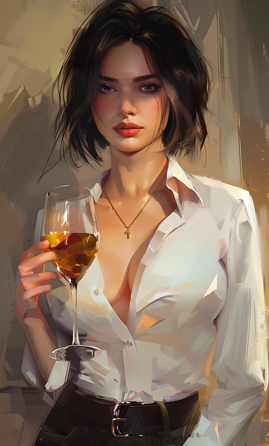 Free ai generated woman wine illustration