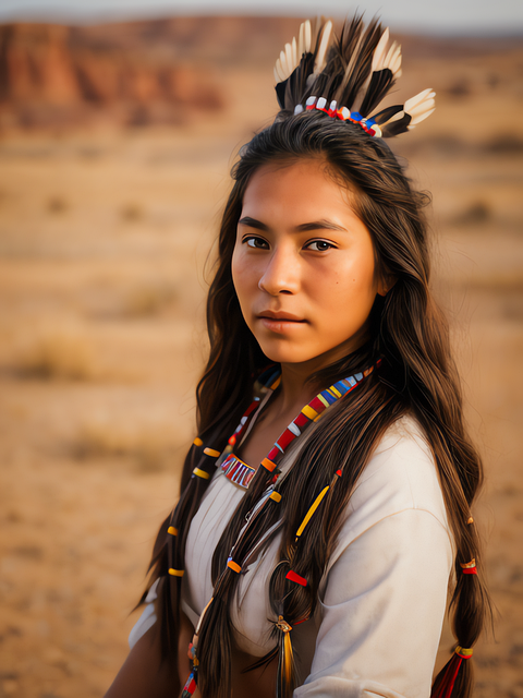 Free girl american indian portrait illustration