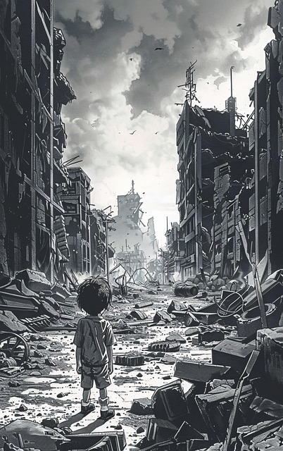 Free war destruction ruins illustration