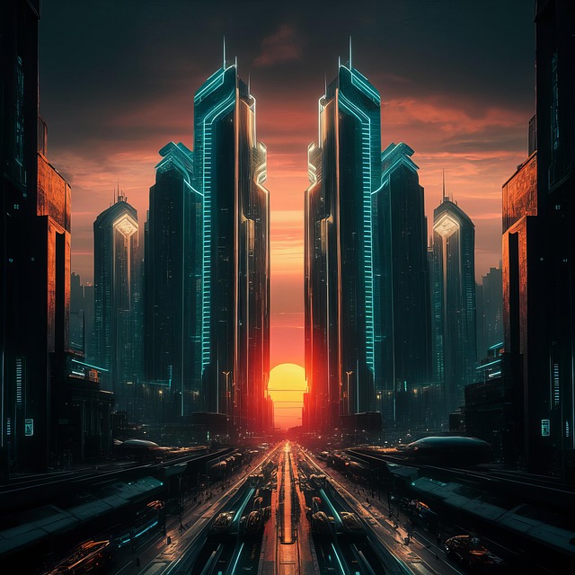 Free ai generated buildings road illustration