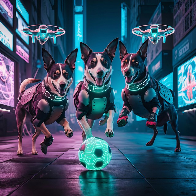 Free ai generated dogs soccer illustration