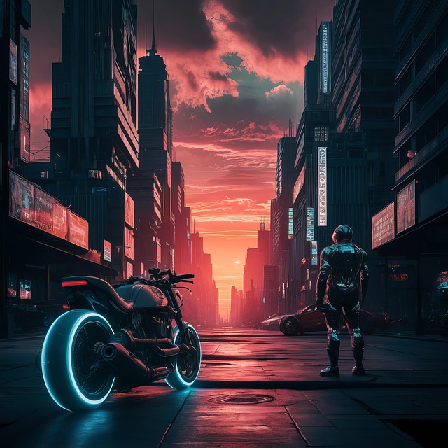 Free ai generated man motorcycle illustration
