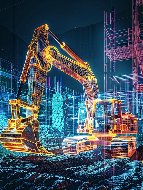 Free construction excavator technology illustration
