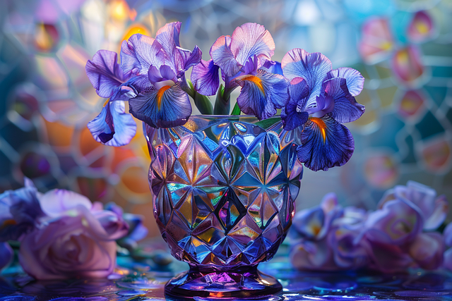 Iris, Ceașcă, Vază, Sticlă, Albastru