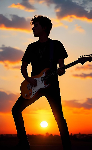 Free Guitar Sunset photo and picture