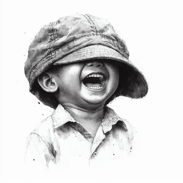 Free laughing happy kid illustration