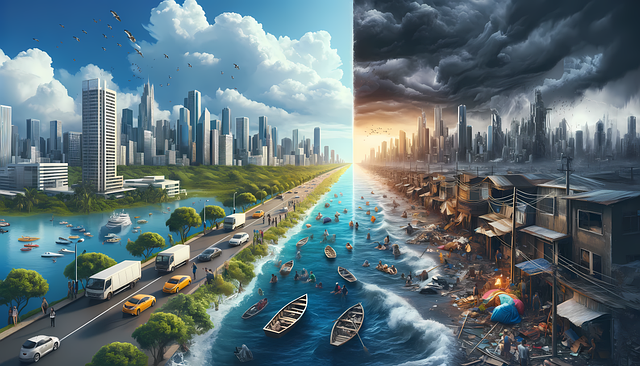 Free global warming sea level rise earth illustration