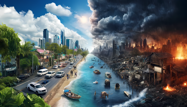 Free global warming sea level rise earth illustration