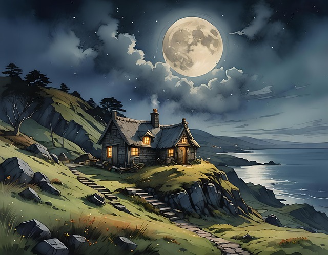 Download free HD stock image of Cottage Remote Free cottage remote coast illustration