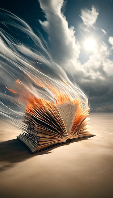 Free book burning flames illustration