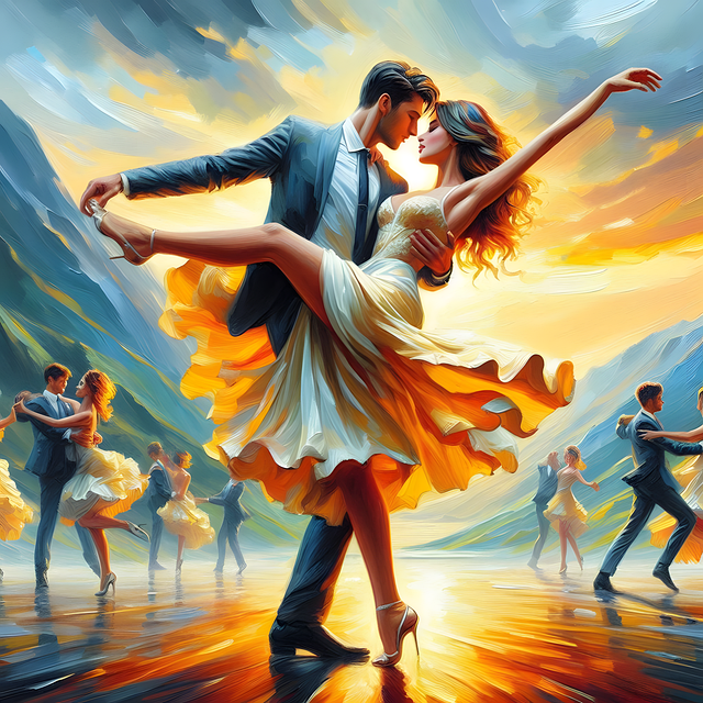 Free ai generated couple dancers illustration