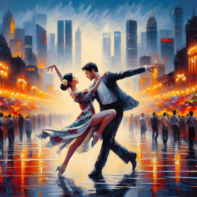 Free ai generated couple dancers illustration