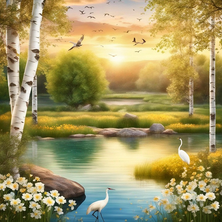 Download Summer Landscape Background, Nature, Sky. Royalty-Free Stock ...
