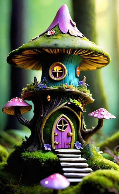 Free fairy house cozy moss illustration