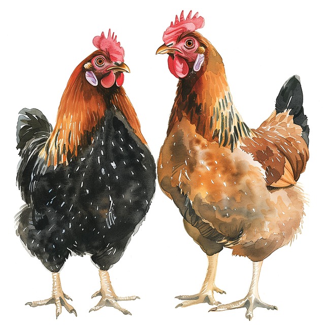 Free ai generated rooster hen illustration