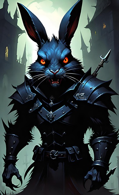 Free chilling sinister rabbit black fur illustration