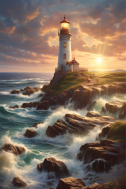 Free ai generated sea lighthouse illustration