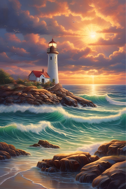 Free ai generated lighthouse sea illustration