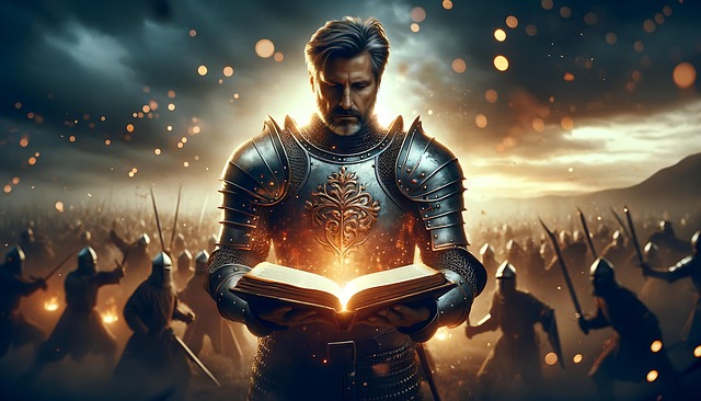 Free knight battle book illustration