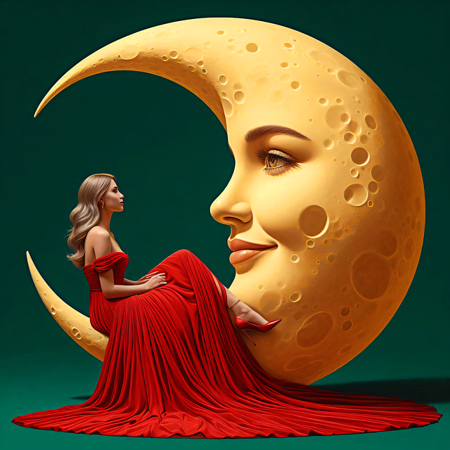 Download free HD stock image of Ai Generated Woman Free ai generated woman moon illustration