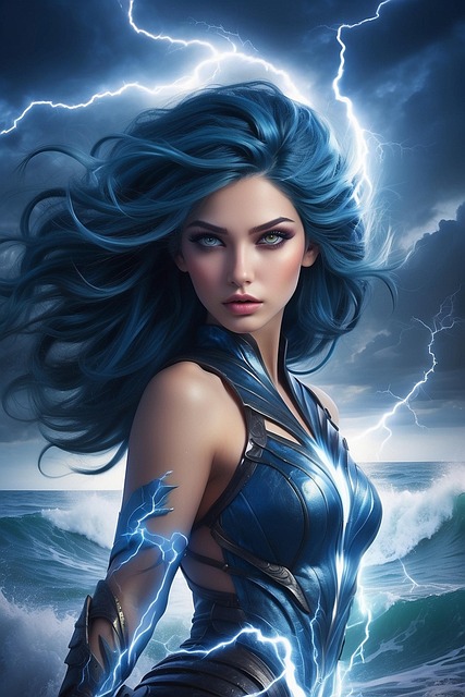 Free lightning goddess woman illustration