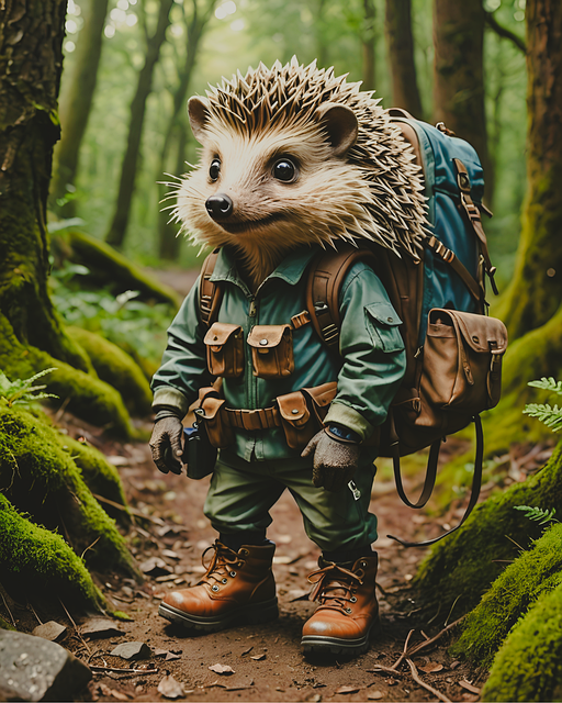 Free hedgehog travel woods illustration
